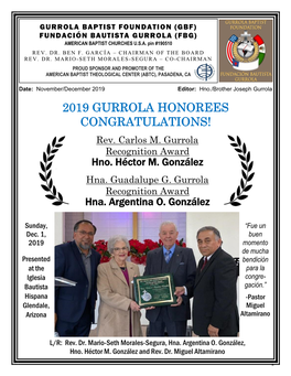 2019 Gurrola Honorees Congratulations!