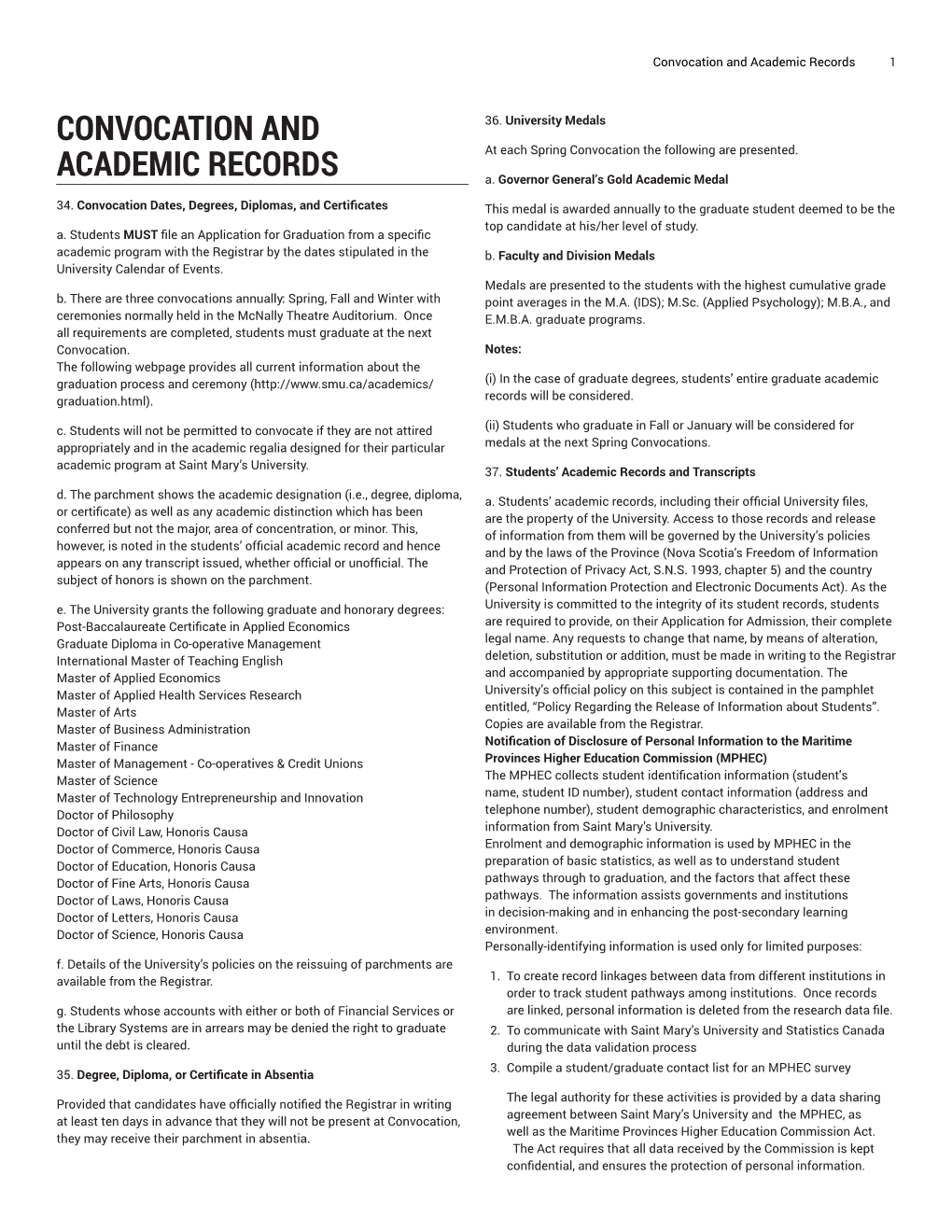 Convocation and Academic Records 1