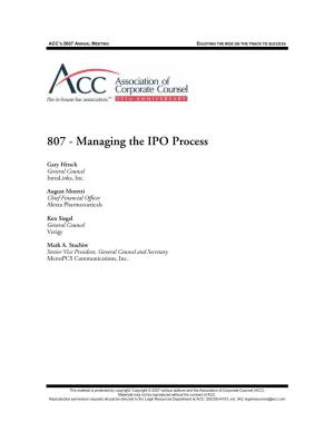 Managing the IPO Process