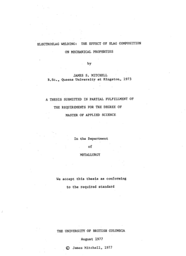 Electroslag Welding: the Effect of Slag Composition