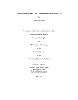 Neuronal Circuitry of the Local Edge Detector Retinal Ganglion Cell