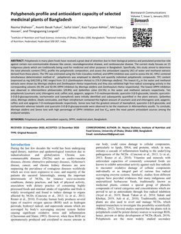 Polyphenols Profile and Antioxidant Capacity of Selected Medicinal