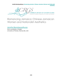 Chinese-Jamaican Women and Nationalist Aesthetics