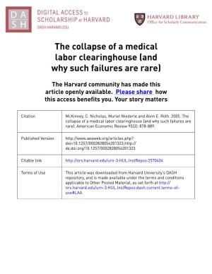 The Collapse of a Medical Labor Clearinghouse (And Why Such Failures Are Rare)