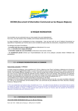 DICRIM (Document D’Information Communal Sur Les Risques Majeurs)
