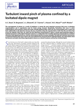 Turbulent Inward Pinch of Plasma Confined by a Levitated Dipole Magnet