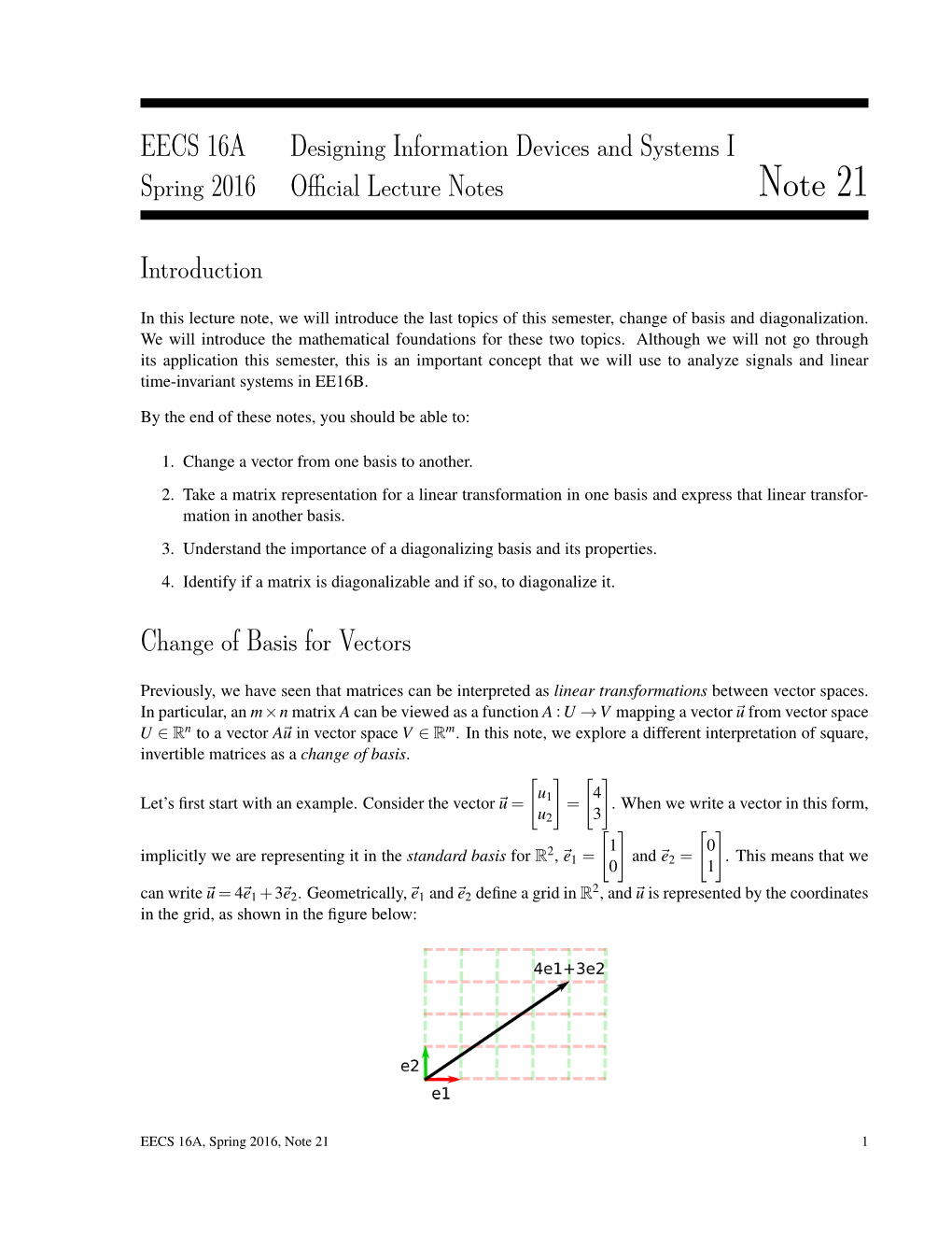 Change of Basis and Diagonalization (Note/Linalg