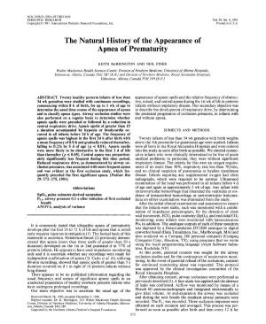 The Natural History of the Appearance of Apnea of Prematurity