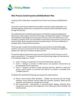 2011 Process Control Systems (SCADA) Master Plan