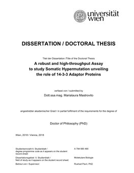 Dissertation / Doctoral Thesis