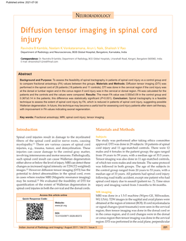 Diffusion Tensor Imaging in Spinal Cord Injury