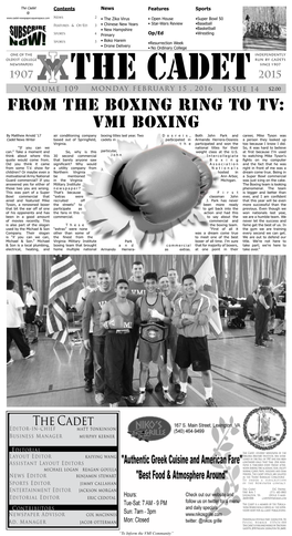 VMI BOXING by Matthew Arnold ‘17 Air Conditioning Company Boxing Titles Last Year