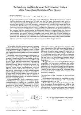 The Modeling and Simulation of the Convection Section of the Atmospheric Distillation Plant Heaters