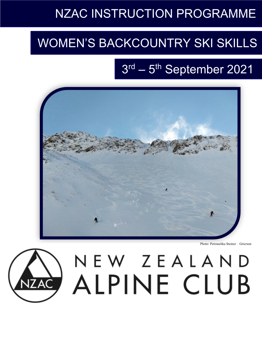 5Th September 2021 WOMEN's BACKCOUNTRY SKI SKILLS