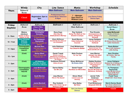 Windy City Line Dance Mania Workshop Schedule