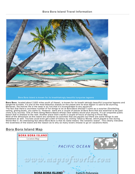 Where Is Bora Bora Island ? Bora Bora Is Situated in French Polynesia