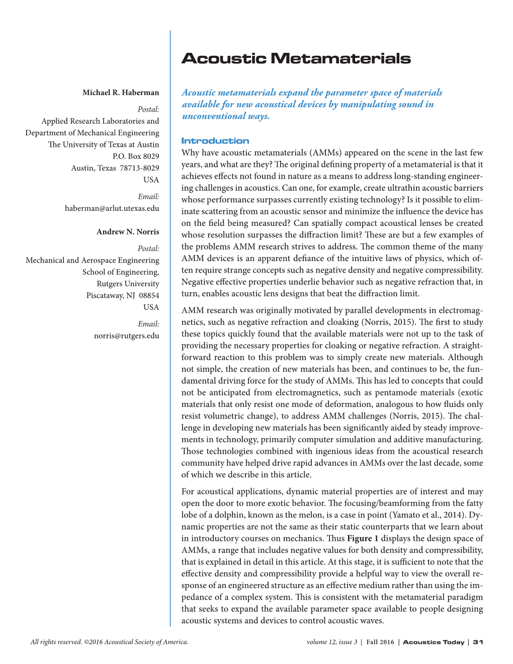 Acoustic Metamaterials