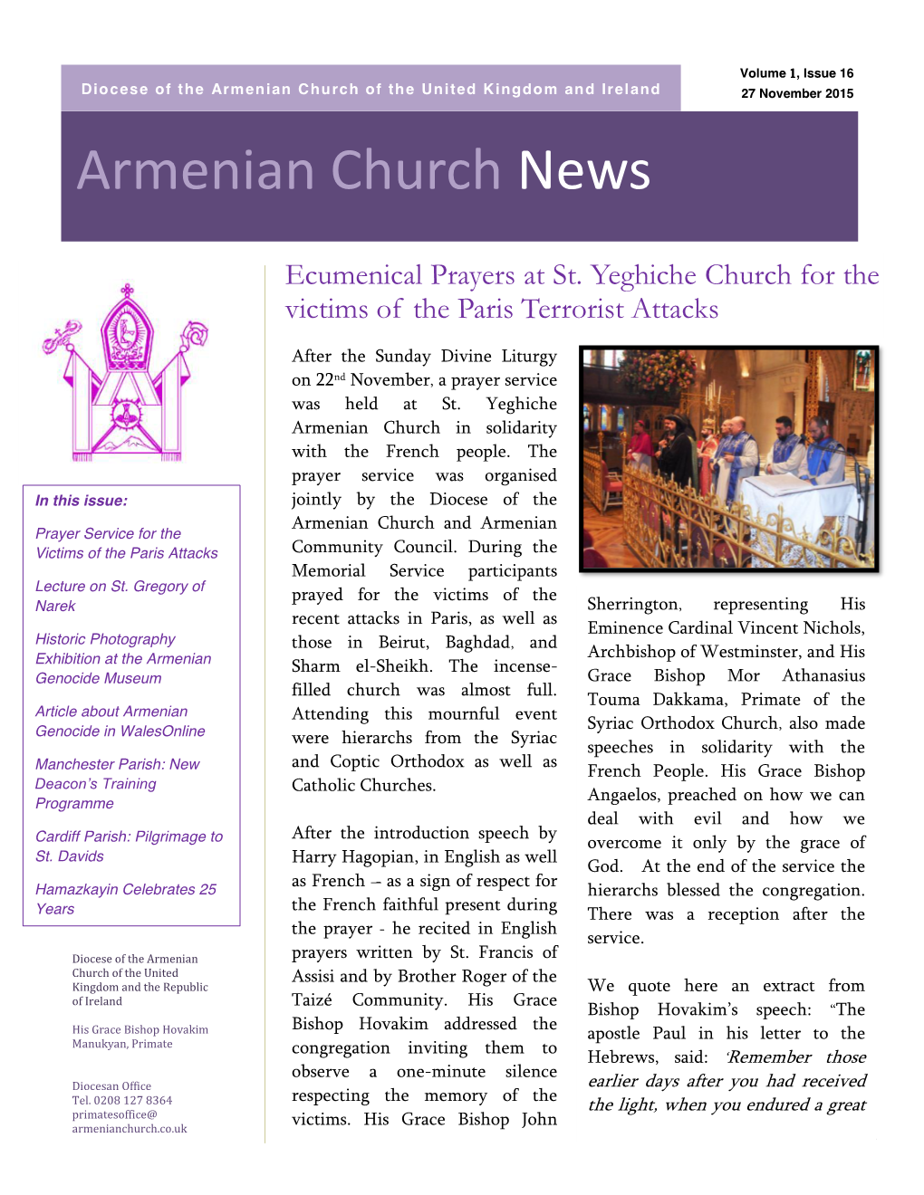 Armenian Church News