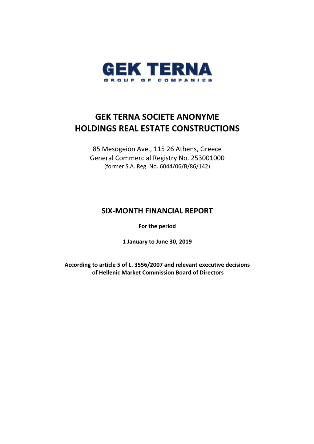 Gek Terna Societe Anonyme Holdings Real Estate Constructions