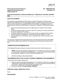Land Use Amendment in Sherwood (Ward 2) at 11650 Sarcee Trail NW, LOC2020- 0043