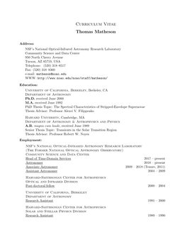 Curriculum Vitae Thomas Matheson