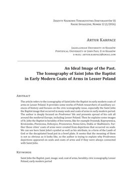 An Ideal Image of the Past. the Iconography of Saint John the Baptist in Early Modern Coats of Arms in Lesser Poland