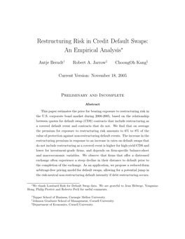 Restructuring Risk in Credit Default Swaps: an Empirical Analysis∗