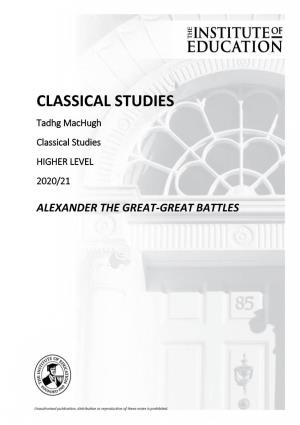 CLASSICAL STUDIES Tadhg Machugh Classical Studies HIGHER LEVEL 2020/21