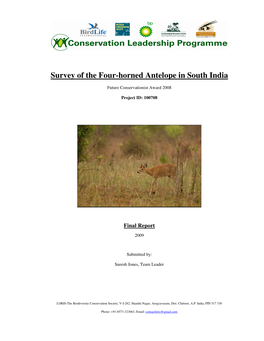 Survey of the Four-Horned Antelope in South India