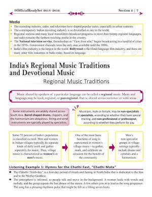 India's Regional Music Traditions and Devotional Music