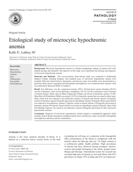 Etiological Study of Microcytic Hypochromic Anemia Kafle S1, Lakhey M2