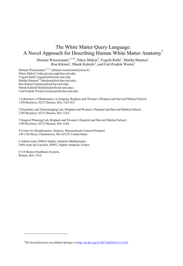 A Novel Approach for Describing Human White Matter Anatomy