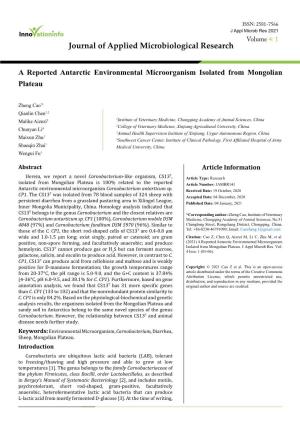 A Reported Antarctic Environmental Microorganism Isolated from Mongolian Plateau