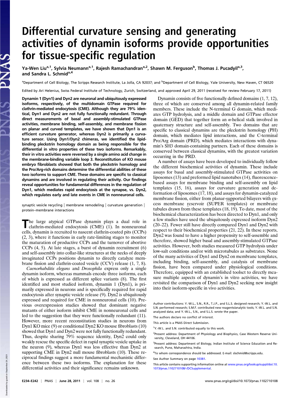 Differential Curvature Sensing and Generating Activities of Dynamin Isoforms Provide Opportunities for Tissue-Speciﬁc Regulation