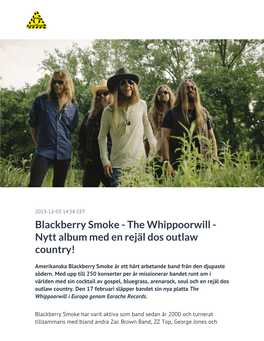 Blackberry Smoke - the Whippoorwill - Nytt Album Med En Rejäl Dos Outlaw Country!