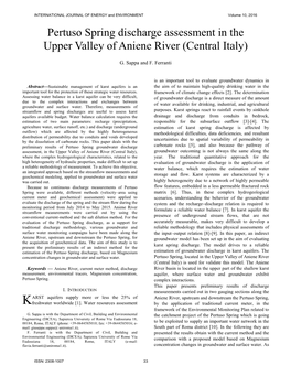 Pertuso Spring Discharge Assessment in the Upper Valley of Aniene River (Central Italy)