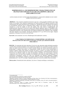 Morphological and Morphometric Characterization of Pratylenchus Species in Sugarcane Cropping Areas of Pernambuco State1