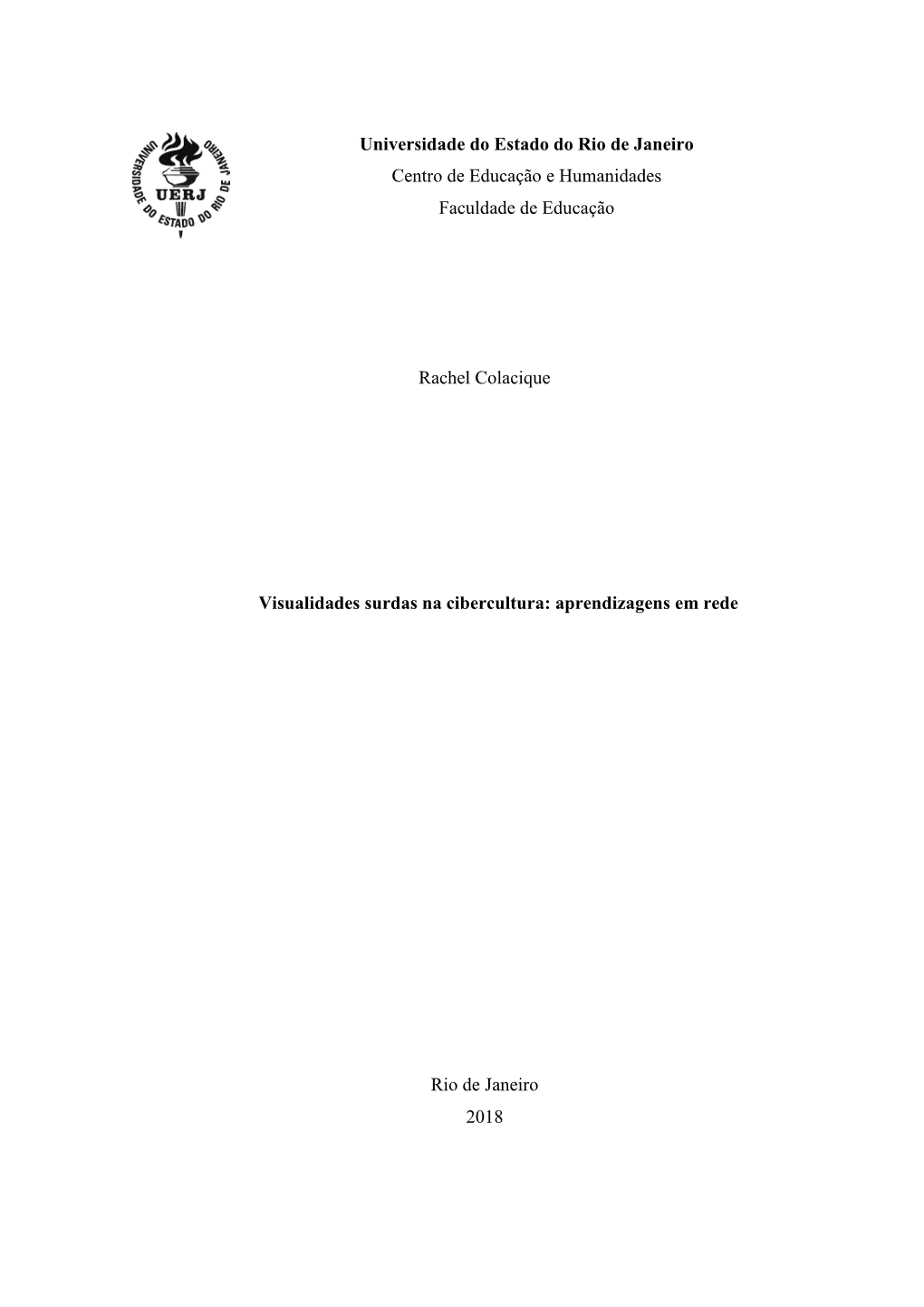 Universidade Do Estado Do Rio De Janeiro Centro De Educação E Humanidades Faculdade De Educação