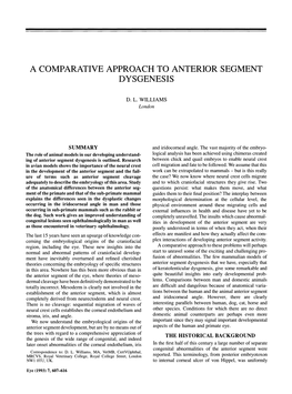 A Comparative Approach to Anterior Segment Dysgenesis