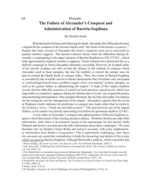 "The Failure of Alexander's Conquests and the Administration of Bactria