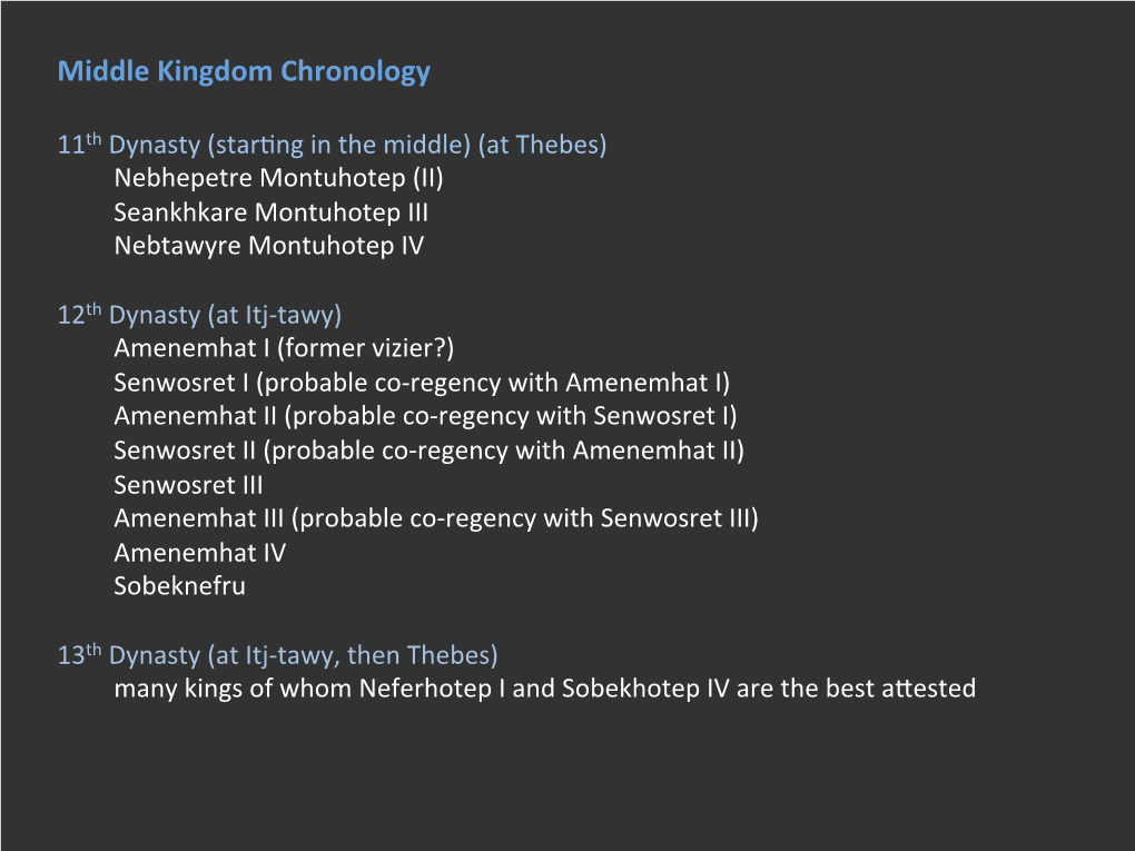 Middle Kingdom Chronology