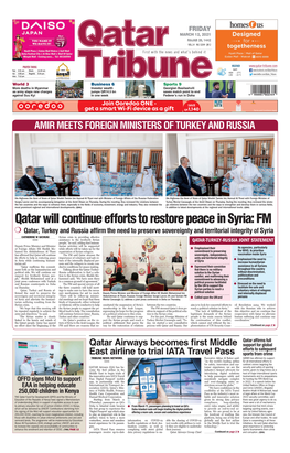 Qatar Will Continue Efforts to Restore Peace in Syria: FM