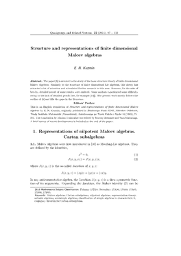 Structure and Representations of Finite Dimensional Malcev Algebras 1