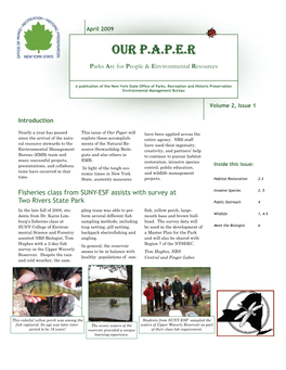 OUR P.A.P.E.R: OPRHP Biologists' Newsletter Spring 2009