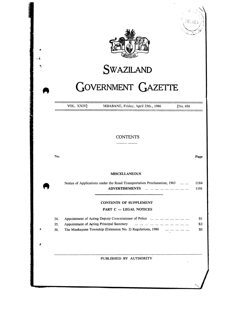 Swaziland Government Gazette