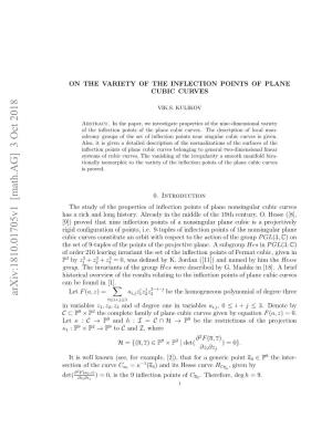On the Variety of the Inflection Points of Plane Cubic Curves