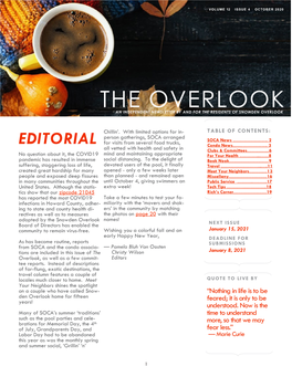 The Overlook an Independent Newsletter by and for the Residents of Snowden Overlook
