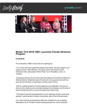 Winter TCA 2018: NBC Launches Female Directors Program