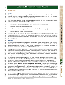 Appendix V4b: Community Building Analysis