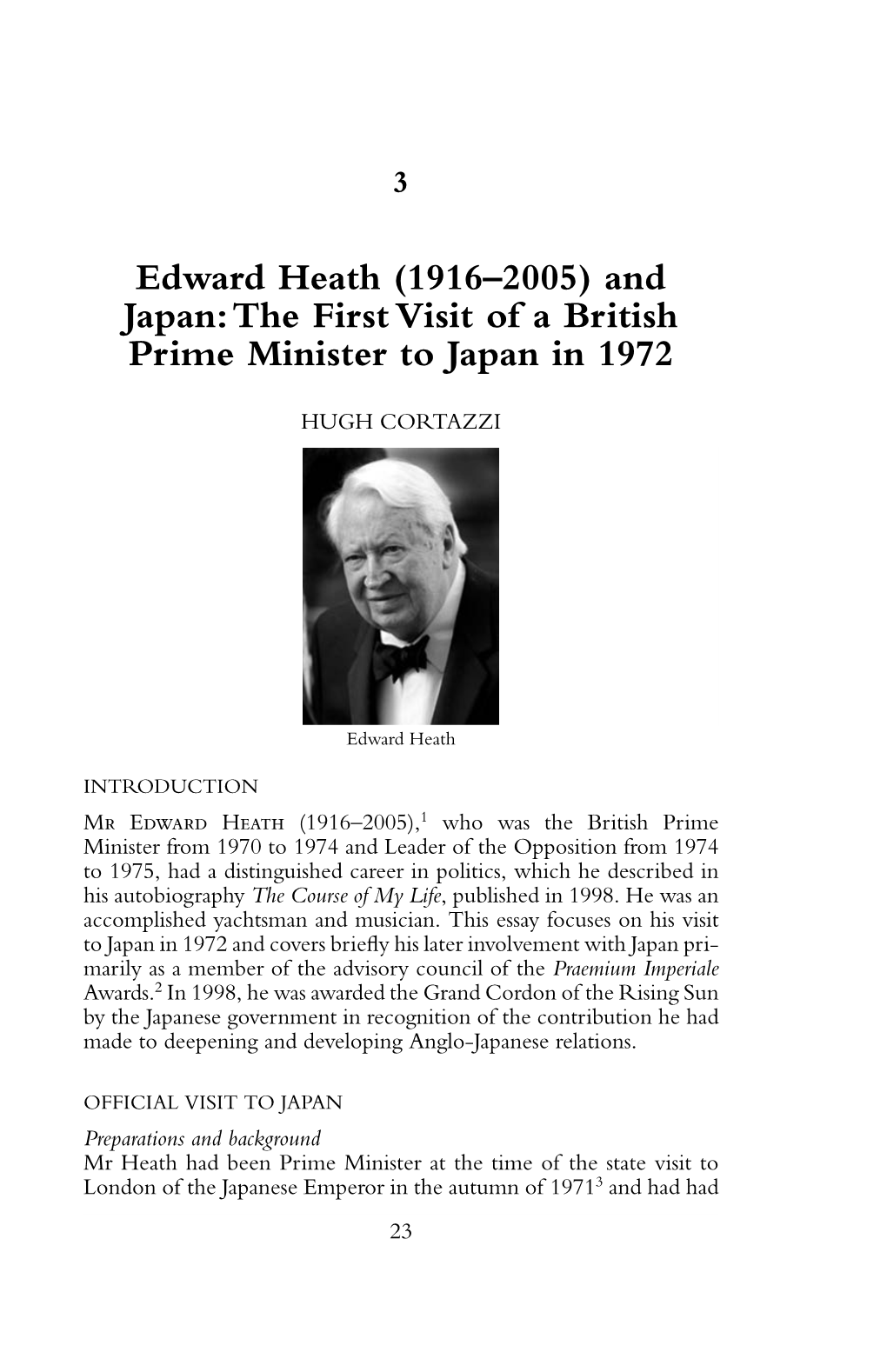 Edward Heath (1916–2005) and Japan:The First Visit of a British Prime Minister to Japan in 1972